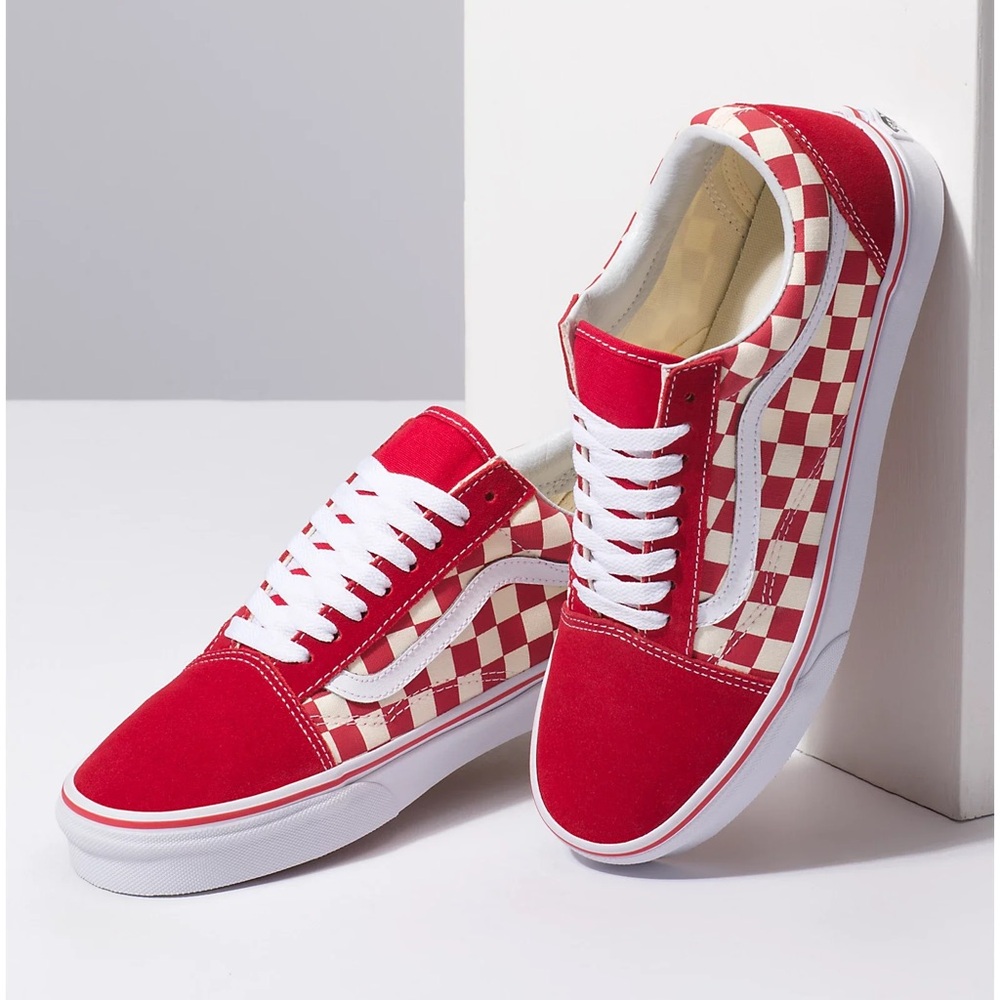 Vans Old Skool Primary Check Racing Red White Checkerboard VN0A38G1P0T 8.5